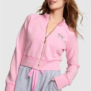 LoveShackFancy x Pink Reissued Full Zip Pink Lollipop with Rhinestones 🎀 NWT